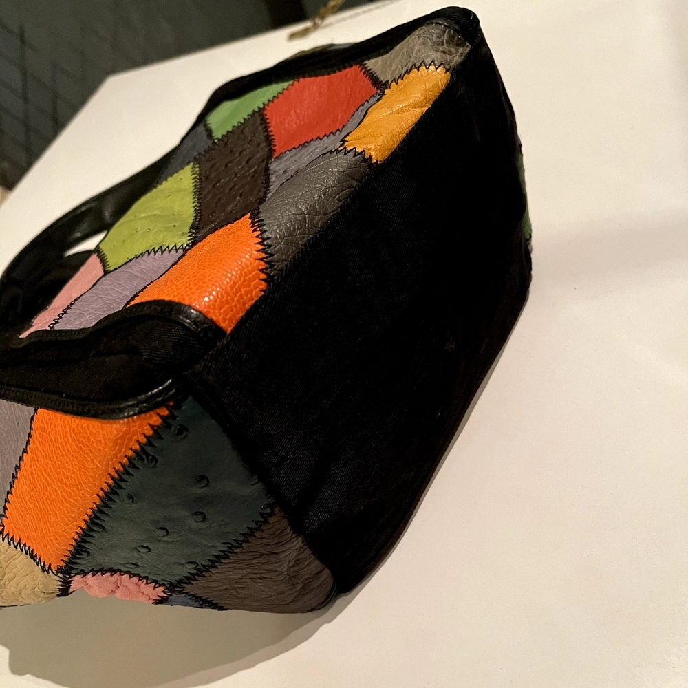 Vintage 80s leather patchwork bag - Picture 6 of 12